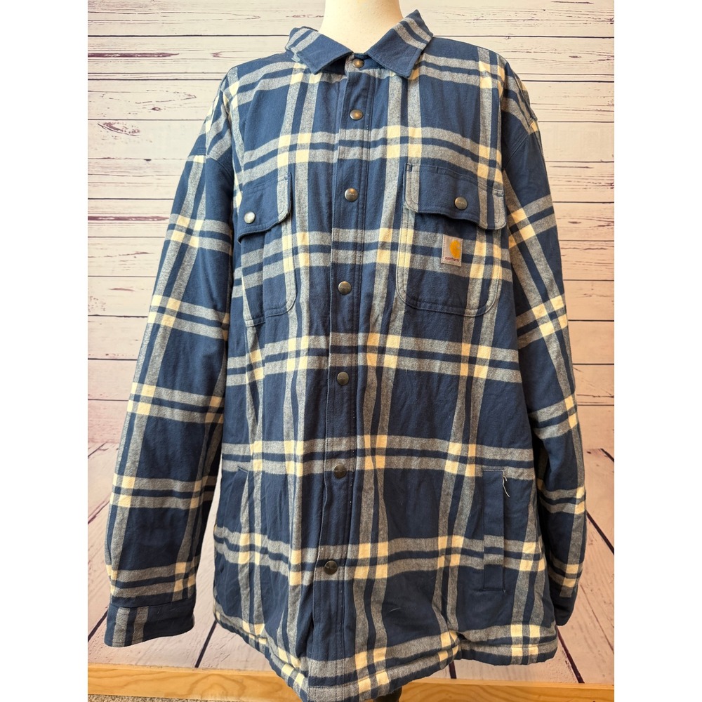Carhartt‎ Shirt Jacket 3XL Mens Shacket Plaid Sherpa Lined Flannel TJ4452-M 3X